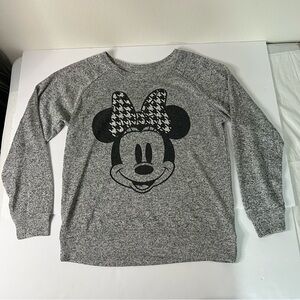 Disney Parks Heather Gray Minnie Mouse Sweater Women’s Med No Size Tag See Pics